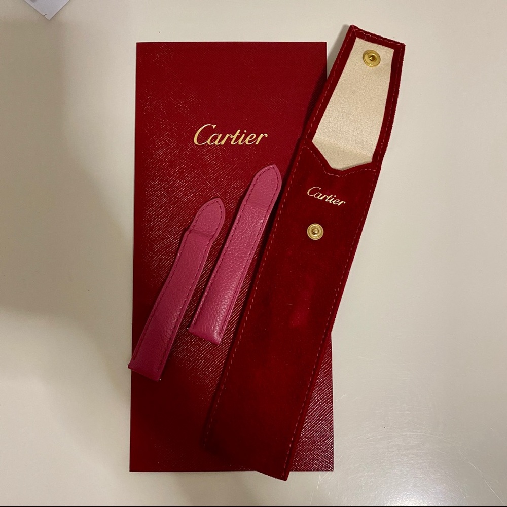 Cartier tank solo small watch leather band pink